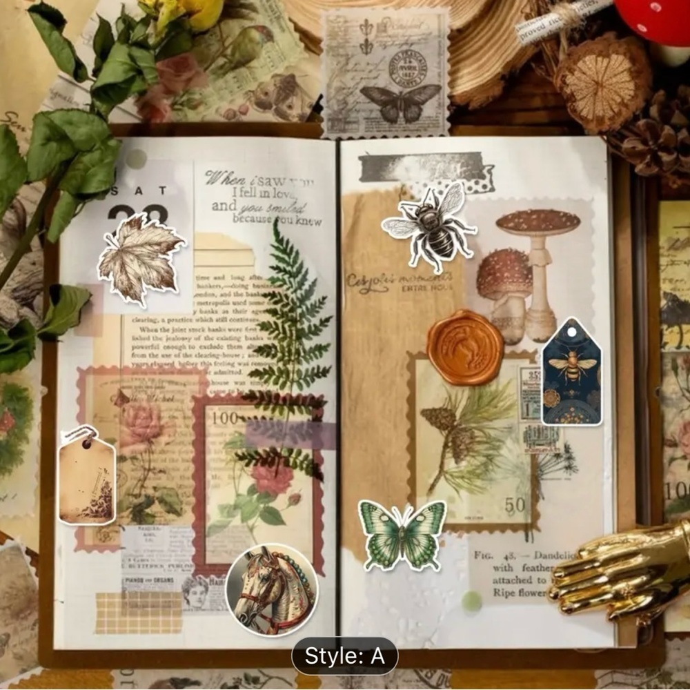 5 pack of Vintage Animal and Nature Style stickers, Help me get to 15 Sales​​​​ - Picture 3 of 3